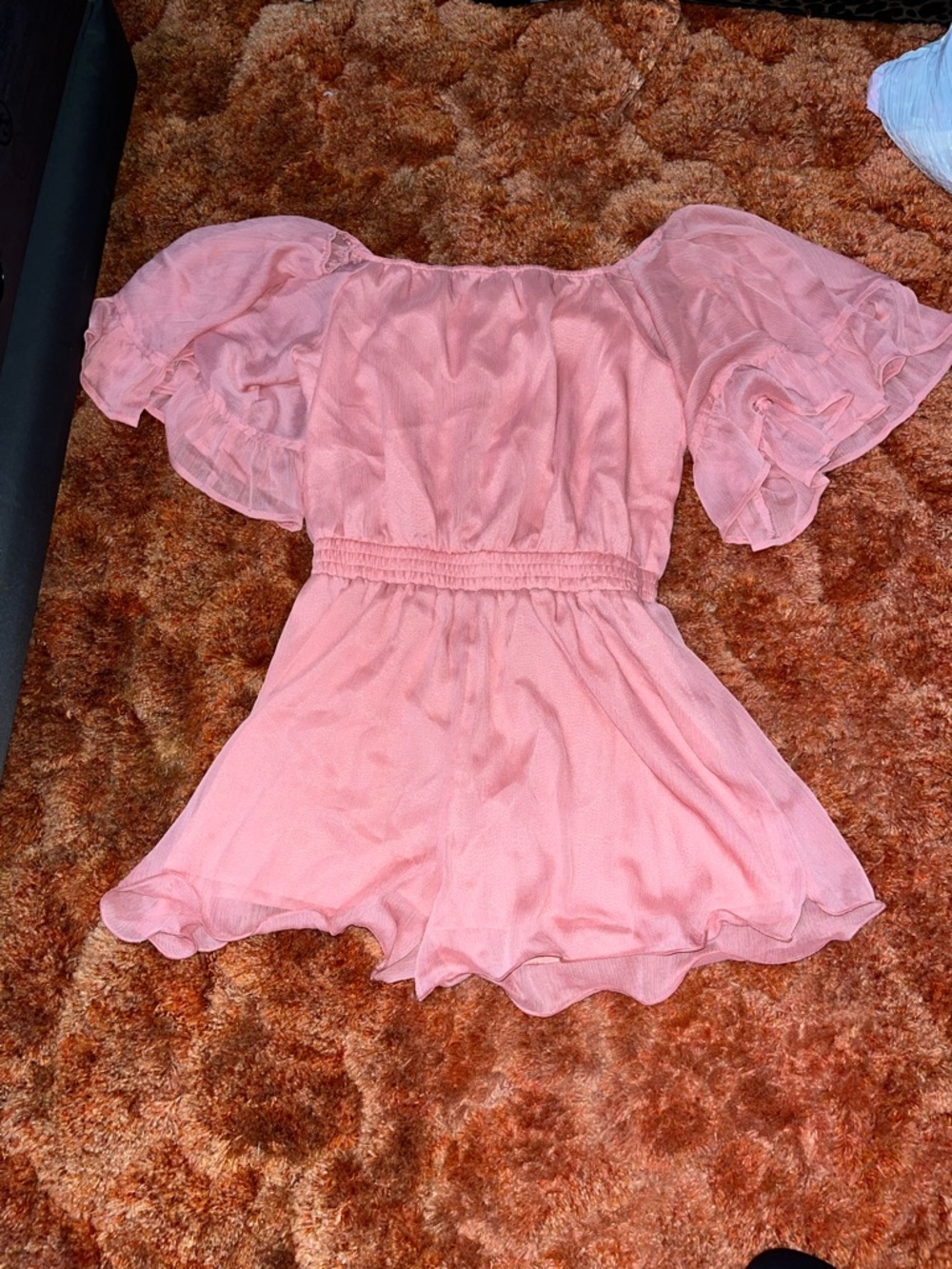 Endless Rose Dusty Peach Off-Shoulder Romper